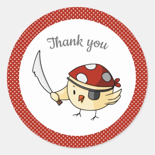 Red Thank You Pirata Themed Party Personalized Classic Round Sticker