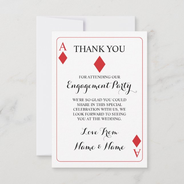 Red Thank You Playing Cards Ace Of Diamonds K & Q (Front)