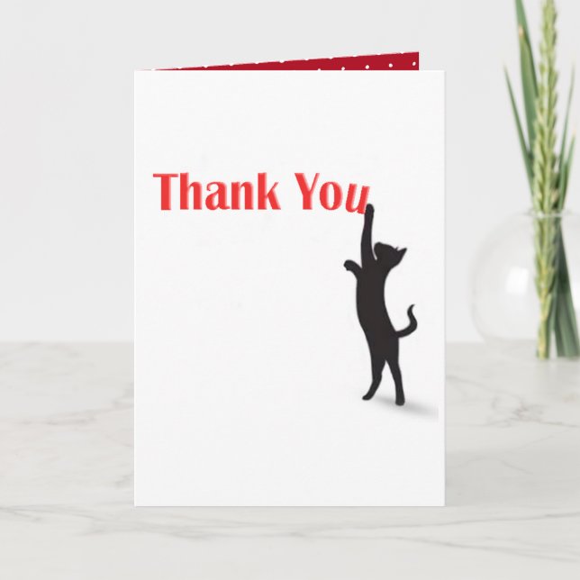 red Thank You with black cat Card (Front)