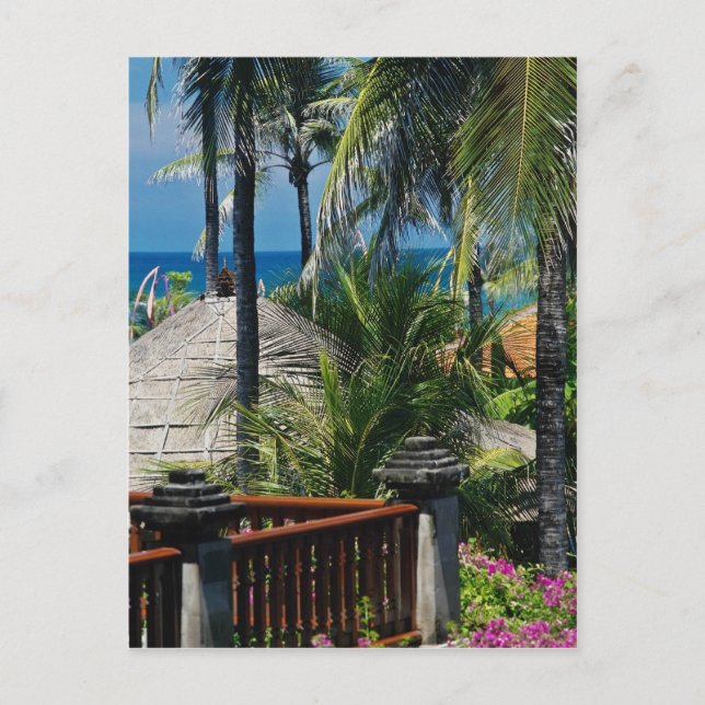 Red Thatched huts by the beach, Nusa Dua, Bali, In Postcard (Front)