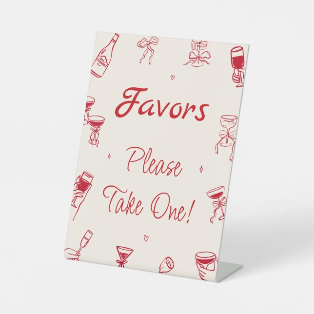 Red Thats Amore Bridal Shower Favor Pedestal Sign (Front)