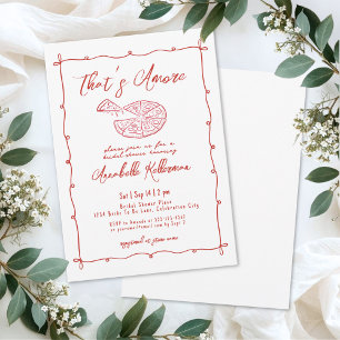 Red That's Amore Hand Drawn Bridal Shower Invitation