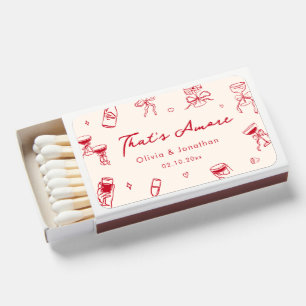Red That's Amore Hand Drawn Wedding Matchboxes