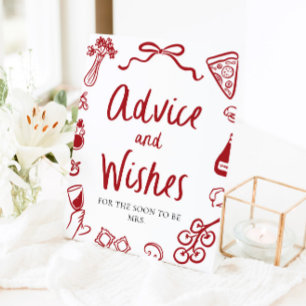 Red That's Amore Italian Pizza Advice and Wishes Pedestal Sign