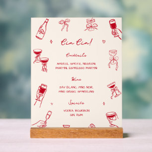 Red Thats Amore Party Cin Cin Bar Acrylic Sign
