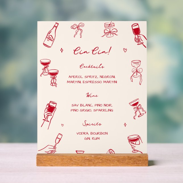 Red Thats Amore Party Cin Cin Bar  Acrylic Sign (Neutral)