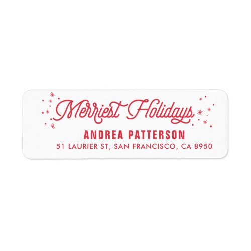 Red The Merriest Holidays Typography Christmas Label