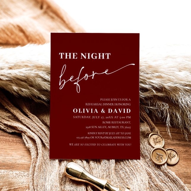Red The Night Before Rehearsal Dinner Invitation (Creator Uploaded)