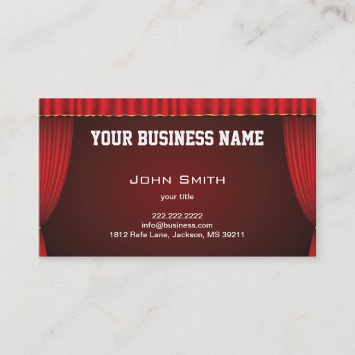 Customizable Red Theater Curtain Business Card
