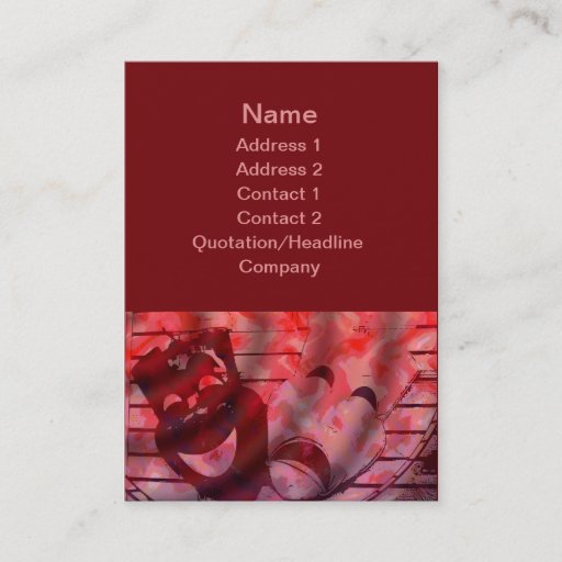 Customizable red theater masks business card
