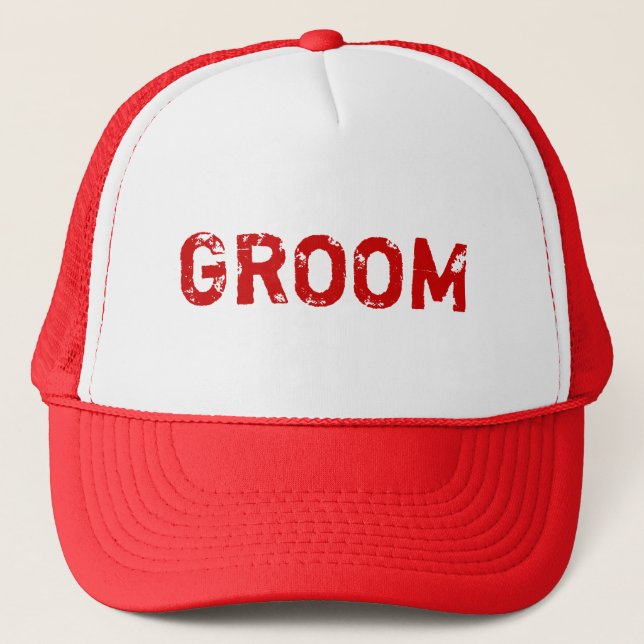 Red theme simple Groom hat (Front)