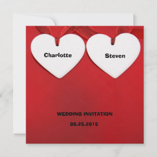 Red-Themed Whimsical Hearts Wedding-Related Event Invitation