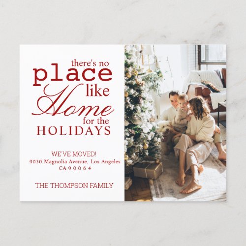 Red Theres no Place Like Home Photo Moving Announcement Postcard