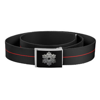 Red Thin Line I Metallic Christmas Snowflake Belt