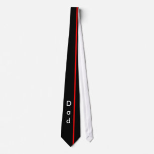 Red Thin Vertical Line on Black Dad Tie