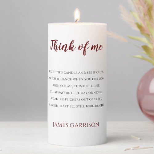 Red Think Of Me Light This Candle Poem Memorial