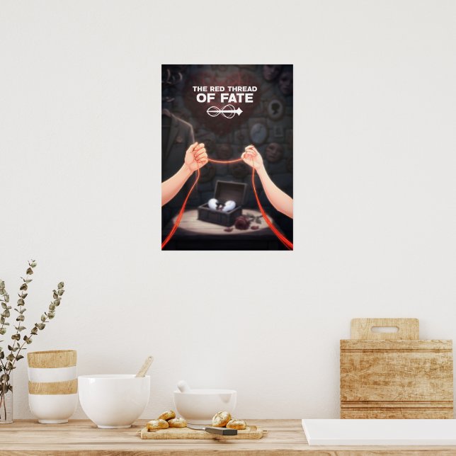 Red Thread of Fate Heartbreak Gothic Fantasy Poster (Kitchen)