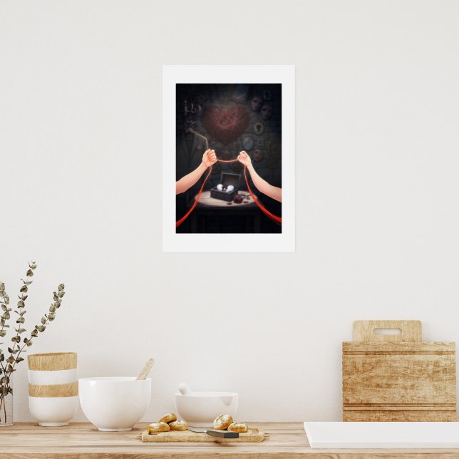 Red Thread of Fate Heartbreak Gothic Fantasy Poster (Kitchen)