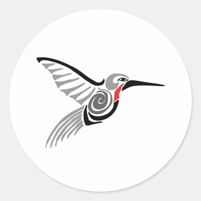 red throat-ed gray hummingbird classic round sticker (Front)