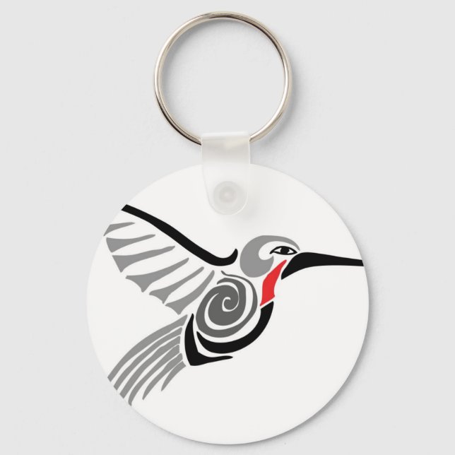 red throat-ed gray hummingbird keychain (Front)