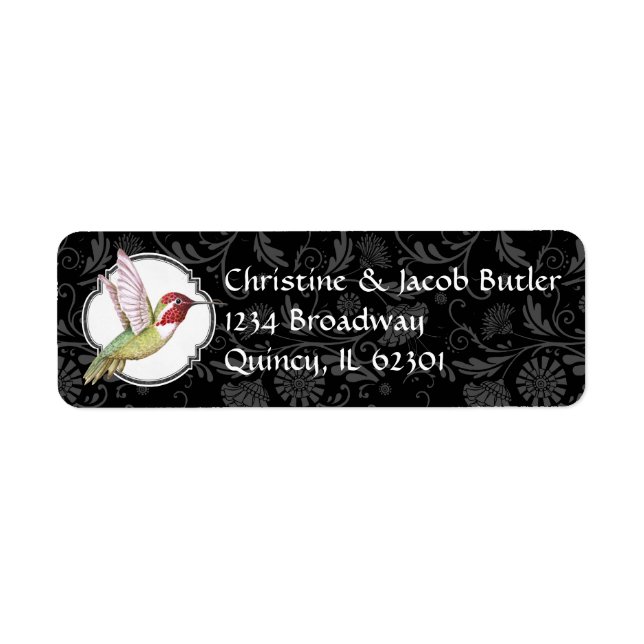 Red Throated Hummingbird Return Address Label (Front)