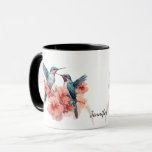 Red Throated Hummingbirds Orange Floral Mug