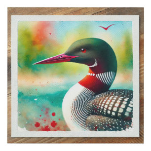 Red Throated Loon 061124AREF123 - Watercolor Faux Canvas Print