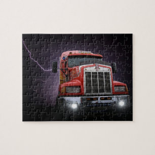 Red Thunder KW Big Rig 18 Wheeler Jigsaw Puzzle