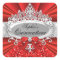 Red Tiara & Damask Quinceanera Sticker