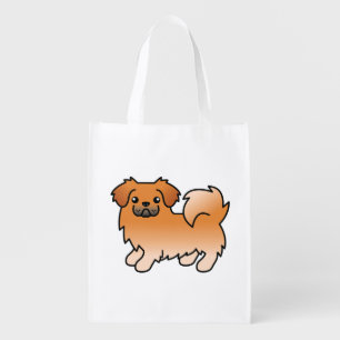 Red Tibetan Spaniel Cute Cartoon Dog Grocery Bag