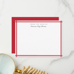 Red Ticking Stripe Thank You Card