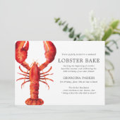Red Tide | Lobster Bake Birthday | Red Stripes Invitation (Standing Front)