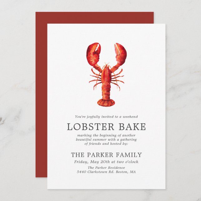 Red Tide | Lobster Bake Invitation (Front/Back)