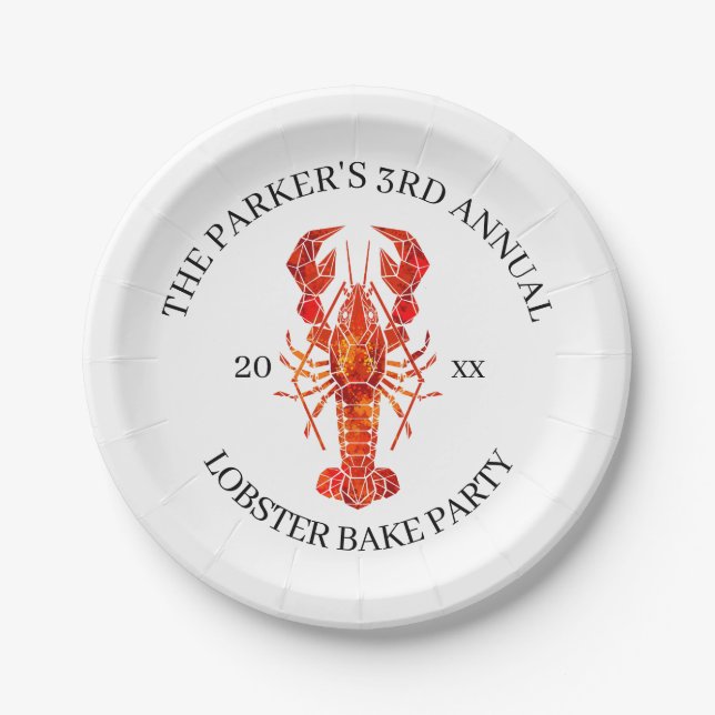 Red Tide | Lobster Bake Paper Plates (Front)
