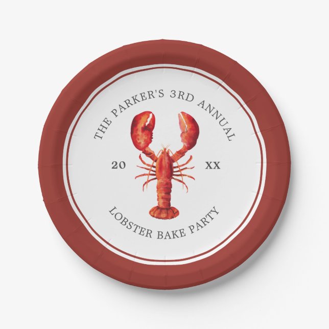 Red Tide | Lobster Bake Paper Plates (Front)