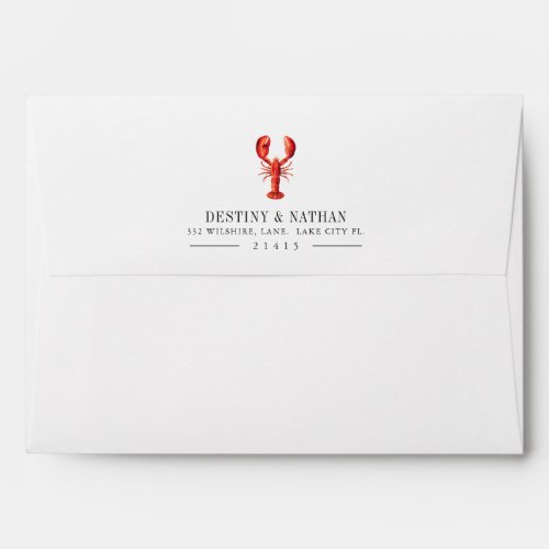 Red Tide  Lobster Themed  Pre_addressed Wedding Envelope