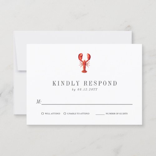 Red Tide  Lobster Themed  Wedding RSVP Red