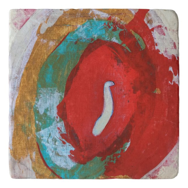 Red Tide Marble Trivet (Front)