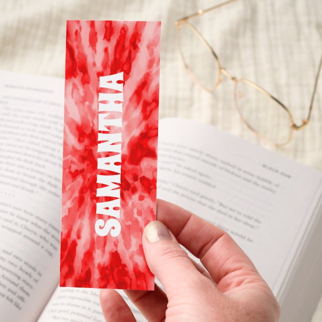 Red Tie Dye | Personalized Name Bookmarks (Hand)
