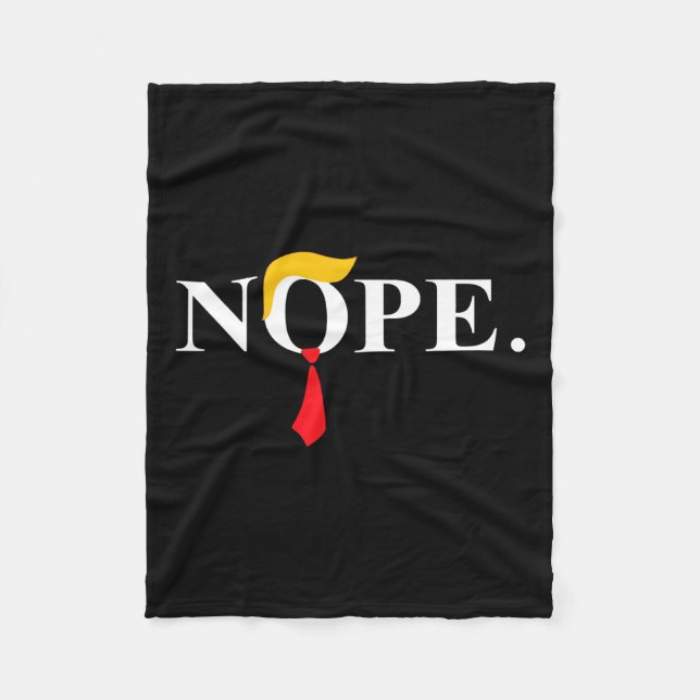 Red Tie Trump Wig Funny Anti Trump Gift  Fleece Blanket (Front)