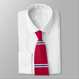 Red Tie with Blue and White Horizontal Stripes
