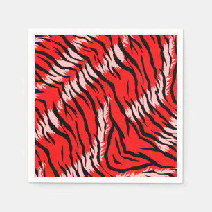 Red Tiger Animal Skin Pattern Design Napkins