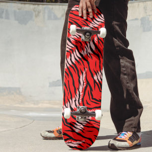 Red Tiger Animal Skin Pattern Design  Skateboard