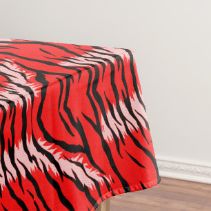 Red Tiger Animal Skin Pattern Design Tablecloth