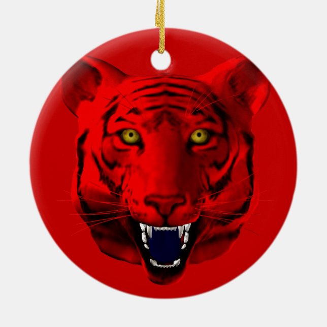 Red Tiger Ceramic Ornament (Back)