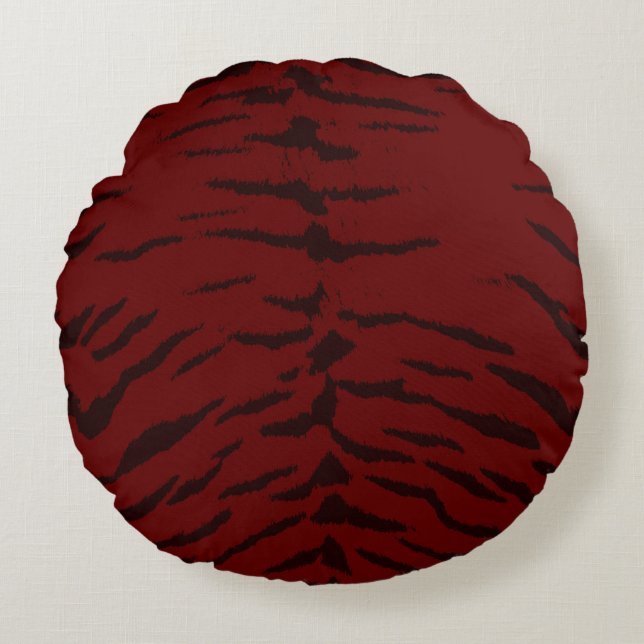Red Tiger Digital Print Round Pillow (Front)