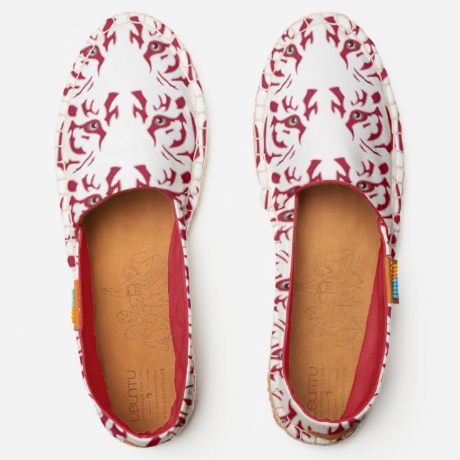 Red Tiger Face Canvas Afridrilles Shoes (Front)