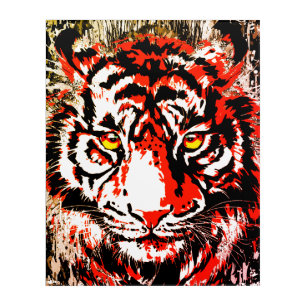 Red Tiger Head   Tiger Drawing   Acrylic Wall Art