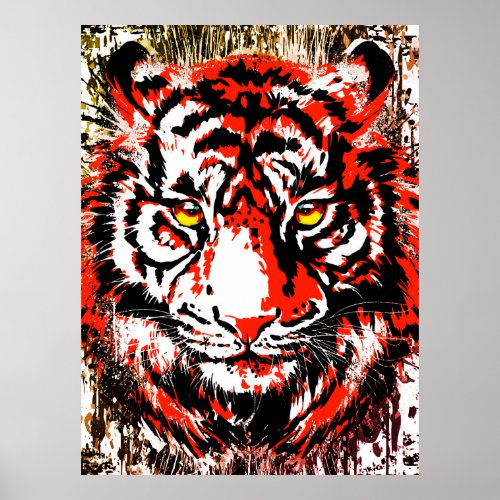 Red Tiger Head _ Tiger Poster Print