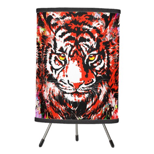 Red Tiger Head _ Wildlife Tiger Tripod Lamp